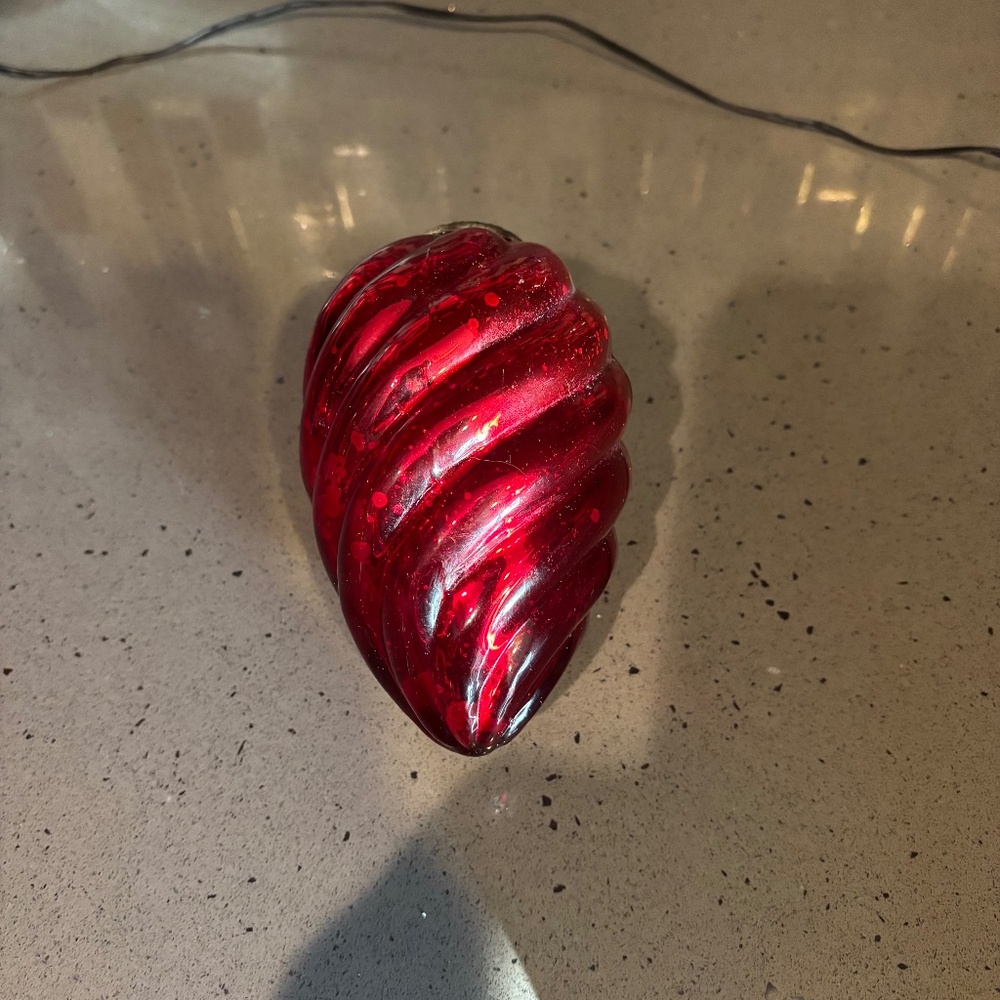Vintage Kugel ribbed pinecone glass ornament